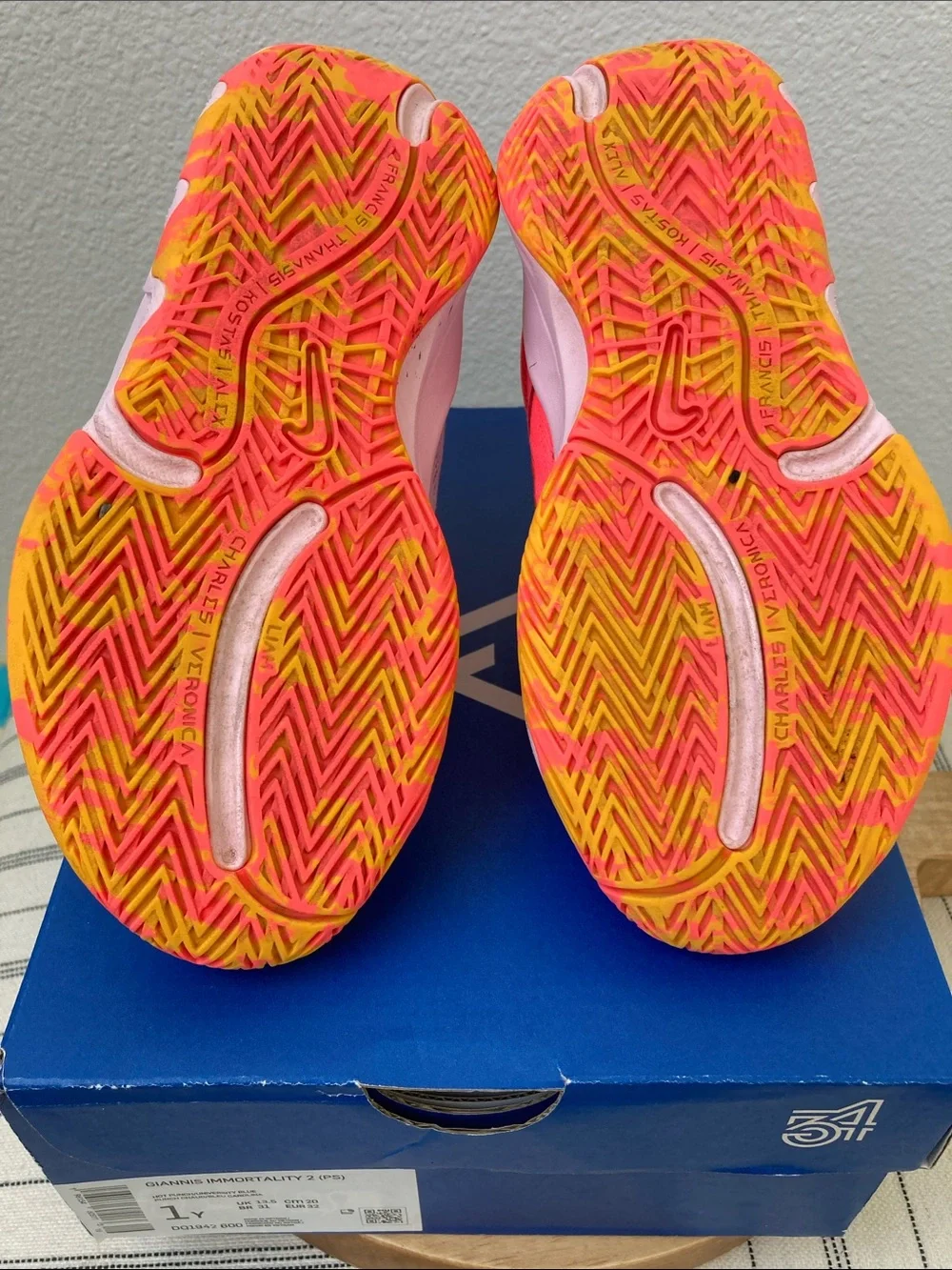 SALE! 50% Off Nike Kids Giannis 2 Sneaker in Bright Pink Yellow Accents Size